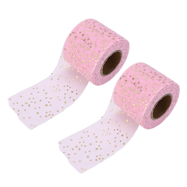 2 ruller glitter tyl med skinnende udseende, nem at bruge, tilstrækkelig mængde, fire farver, netstof tyl til DIY-dekoration, pink