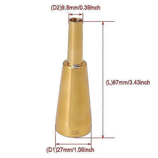 3C Trompetmunnstykke Gull Metall Trompet kompatibel med eller Conn og King Trompet C Trompet