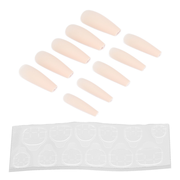 10 stk Lang kiste blanke falske negle Kunstig tryk på fuld dækning Falske spidser Negle Manicure tilbehør til kvinder pigerN5355-07