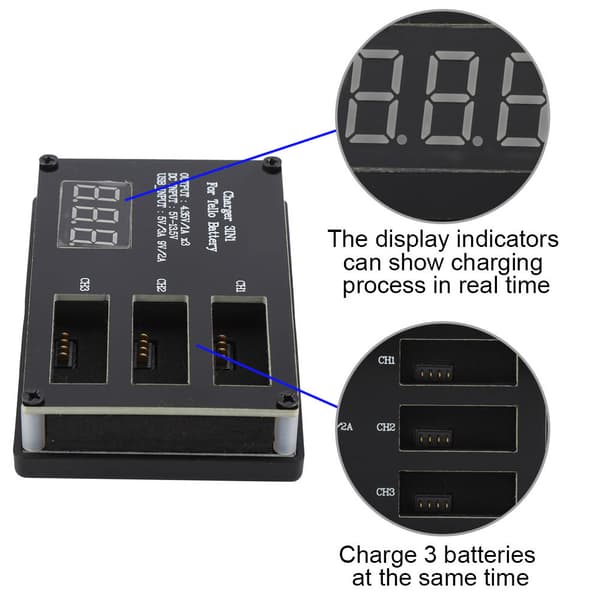 3-i-1 Multi Batteri Intelligent Oplader Opladningshub Housekeeper til DJI Tello Drone