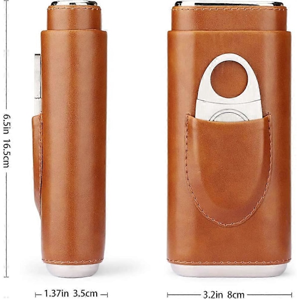 3-Sticks Bærbar fugtighedscreme Cigaretetui Importeret cederforet cigarhumidor Cigarskærer i rustfrit stål
