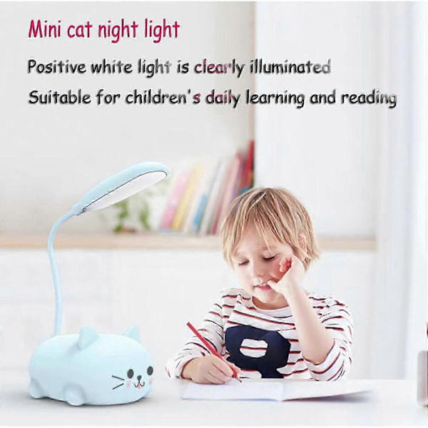 LED-pöytävalaisin lapsille, söpö kissalamppu USB ladattava lukuvalo, kannettava LED-pöytävalaisin (vihreä)_SZXM
