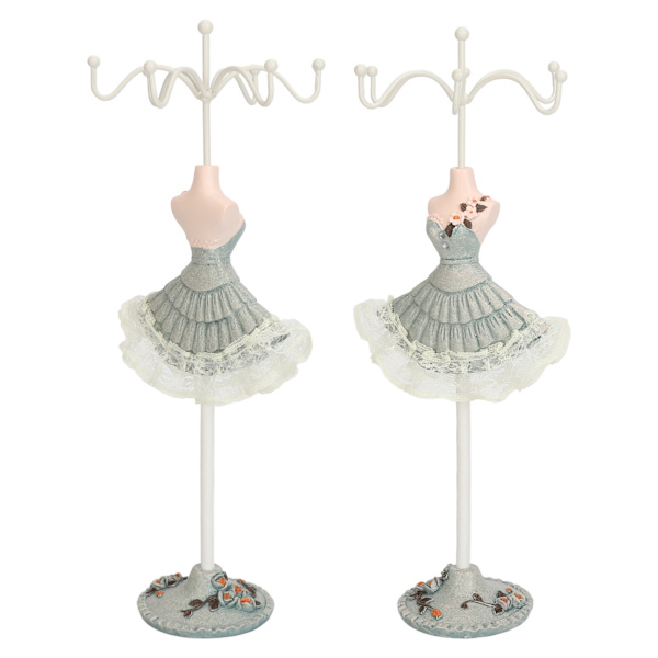 Örhängen Halsband Prinsessklänning Stativ Display Järn Mannequin Prinsess Smyckeshållare Tallgrön 4