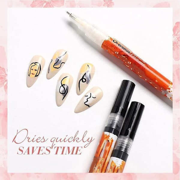 Nail Art Painting Pen 1 mm Kärki Nopeasti Kuivuva Akryylimaali Graffiti Kynä Tee itse kynsien kauneustyökalu akryylisille luonnollisille geelikynsille