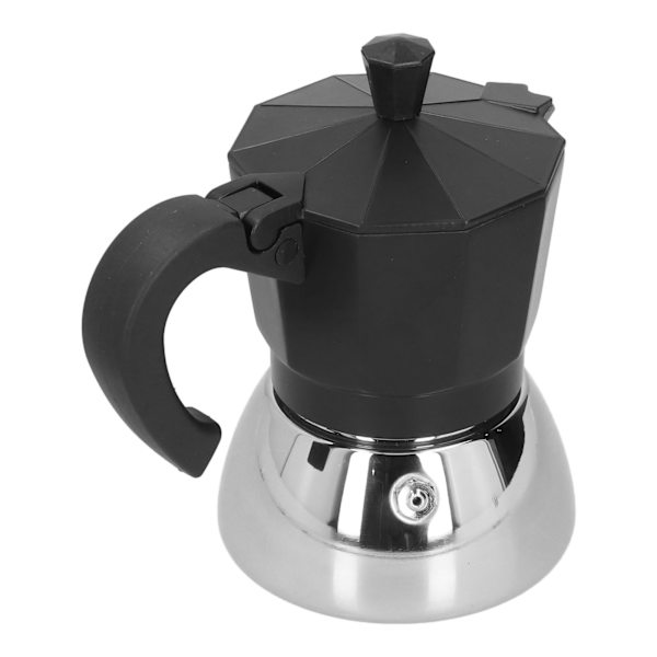 180ML 4 kopper aluminium kaffekande italiensk ottekantet husholdningsbrygning kaffemaskine Moka-kande sort