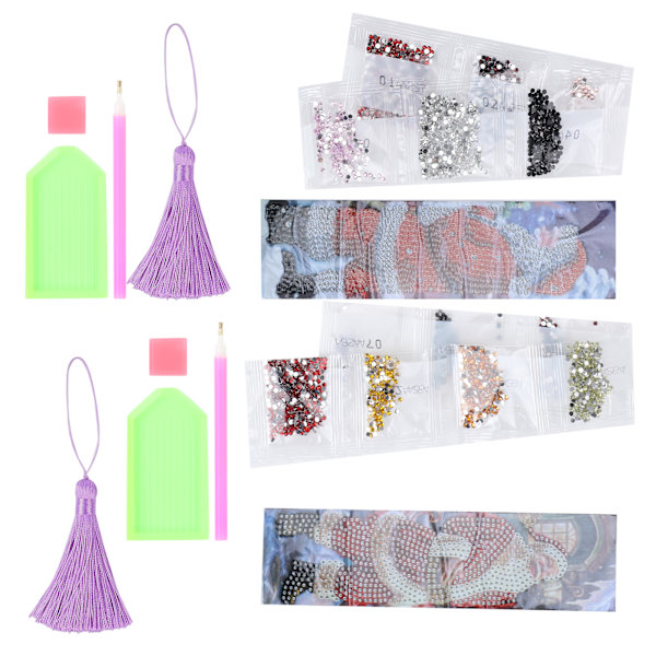 2 sarjan timanttikirjanmerkit 5D DIY-maalaus Kristalliompelu Tassel Santa CrossStitch