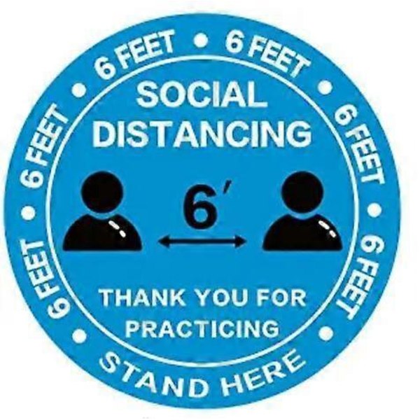 30-pack 8\" Golvdekaler för Social Distansering - Blå Golvdekal för Kö - Vänta Här Skylt Avstånd 1,8 Meter Specialiserade Dekalmärken, för Folkmassor