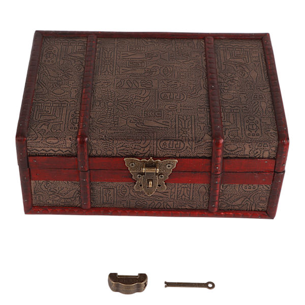 Retro træ smykkeskrin Udsøgt Elegant Bog Halskæde Opbevaring Etui Organizer med lås Hjem dekoration