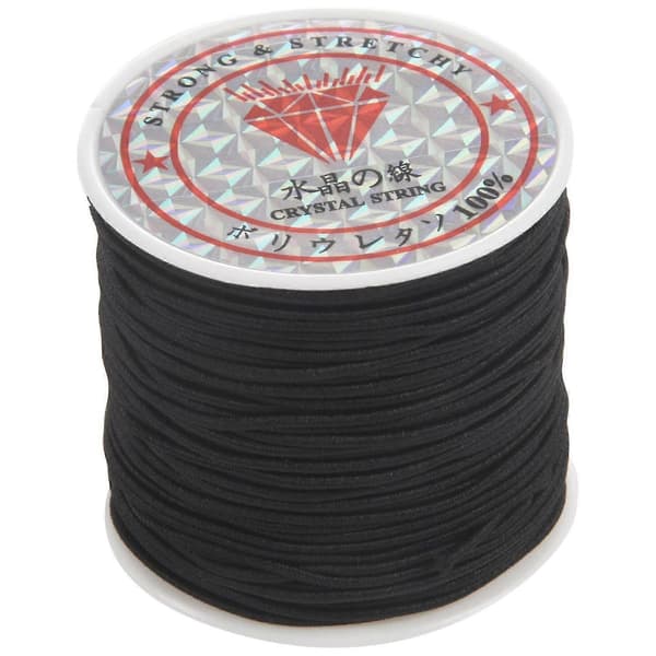1 rulle 24m lång svart rund elastisk pärltråd 1mm black