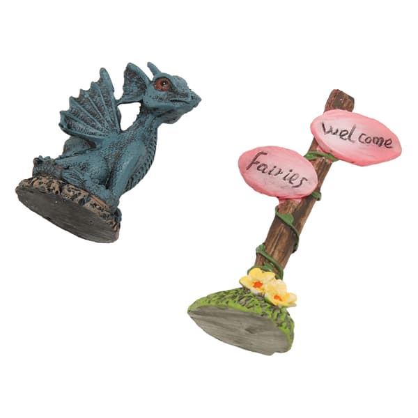 Miniature Dragevejviser Statue Sæt Syntetisk Harpiks Fe Statue Tilbehør til Haveplæne Balkon