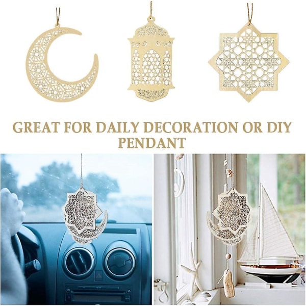 6-delade Eid Mubarak set - DIY-dekorationer i månvindform