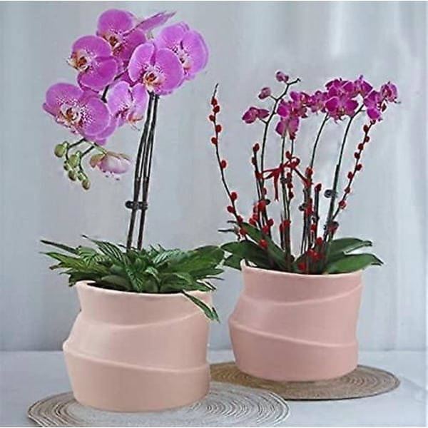 Set med 2 keramiska blomkrukor - Oregelbunden form - Kreativ - Blomkruka för små växter, kaktusar (A)