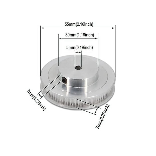 Gt2 Remhjul 80 Tænder 5mm Hul Remhjul Timing Remhjul Aluminium Legering Reduktionsrem 3d Printer Dele Re