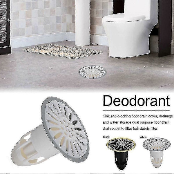 2 stk. Luktett Shower Gulv Sluk Sifon Deksel Vask Sil Baderomsplugg Filter Hvit