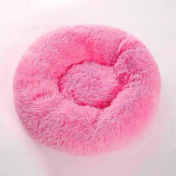Rund Mjuk Fleece Djurbädd Filt Sovande Kattsäng Rosa Valpbädd - 50cm