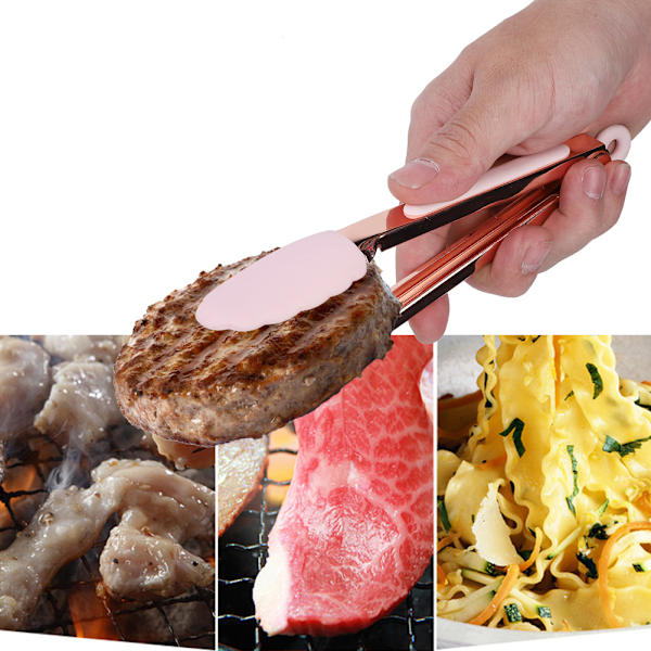 1 stk. rustfrit BBQ-tang i rustfrit stål med hængende hul (pink)