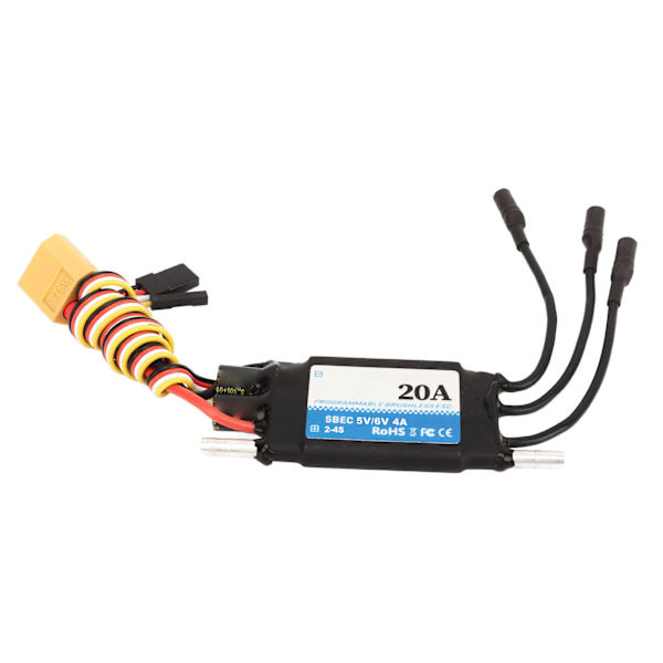 Vanntett 20A ESC Dual Way Bidirectional 2‑4S Lipo ESC Speed Controller med 5V 6V 4A SBEC for RC Båtmodeller