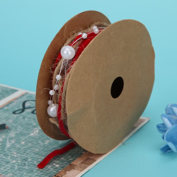 2 Yard/1,8 m Smukt indpakningsperlebånd DIY julepynt dekorationsmateriale