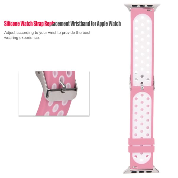 Slitstarkt silikonarmband för klocka (rosa + vit)