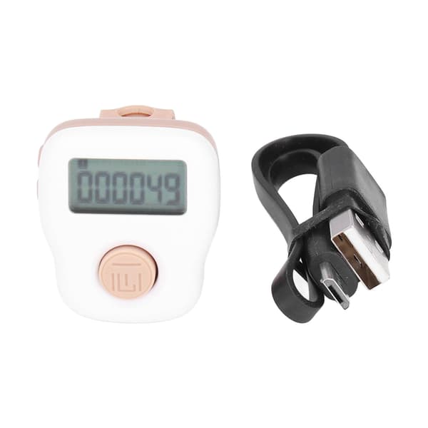 Ring Counter Hvit Manuell Lysende Ring Type USB Oppladbar Svettesikker Silikon Teller