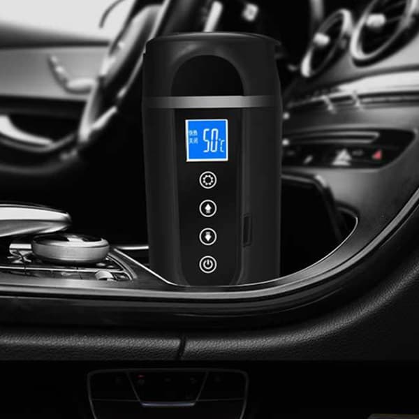 Bilvarmekopp i rustfritt stål Universal LCD intelligent temperaturdisplay 500 ml 12–24 V