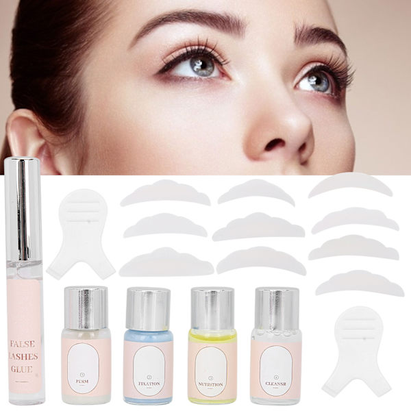 Perming Curling Eyelash Kit Y Brush Silikone Patch Eyelash Curling Perming Sæt til Salon 25ml