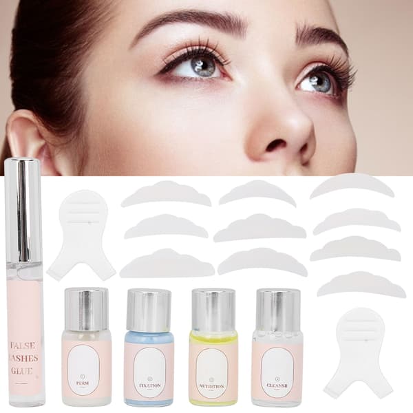 Perming Curling Eyelash Kit Y Brush Silikonlapp Vippepermanent Sett for Salong 25ml