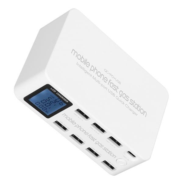 WLX‑818D 100W 8-porttinen USB-laturiasema iPhone-puhelimille, moniporttinen LCD-näytöllinen laturi, US-pistoke