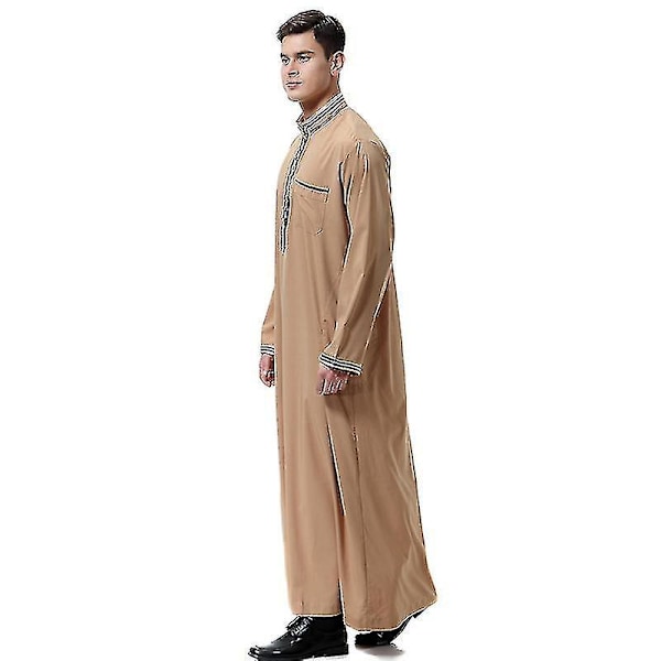 Islamisk herr lång kappa Dubai arabisk Thobe Kaftan i kamel färg