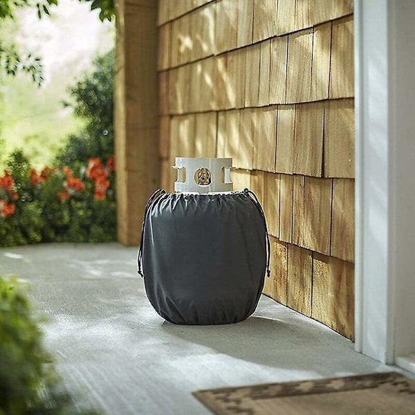 410D Propantankskydd med justerbara dragskor, skyddar tanken från väder och vind, väderbeständigt, vattenavvisande, UV-beständigt, 35×42cm, Svart