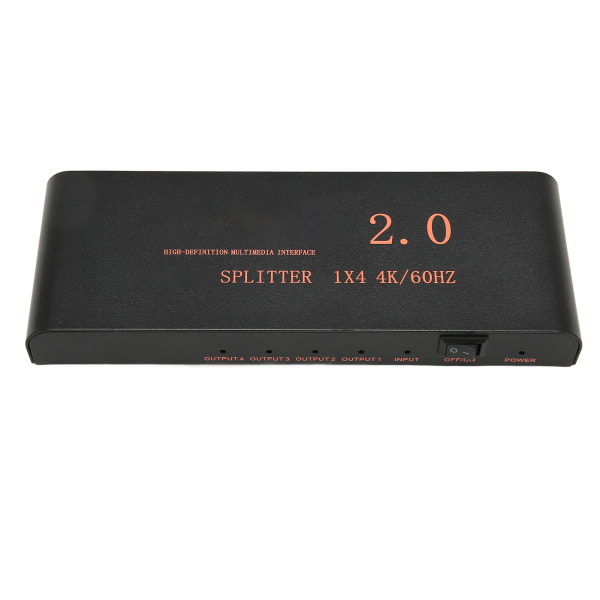 1x4 HD Multimedia Interface Splitter 1 in 4 Out Full HD 3D AV fordelerboks til HD TV DVD Monitor Projektor 100‑240V EU stik