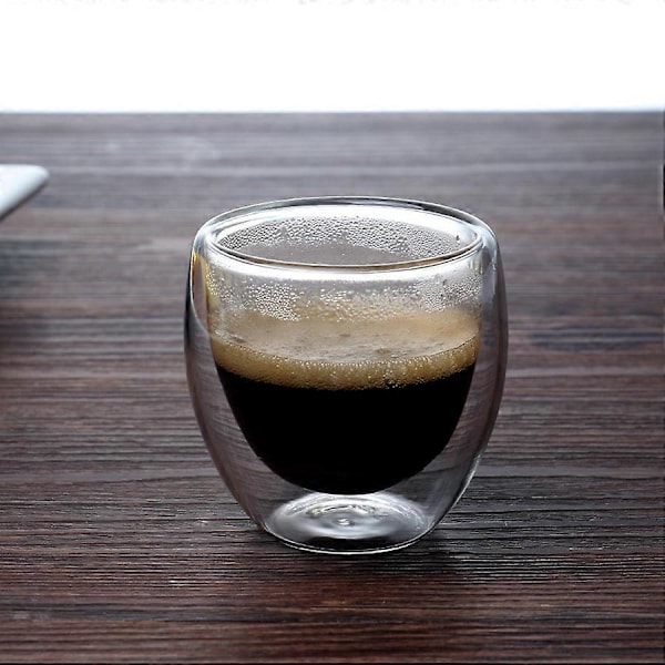 6 st 80 ml dubbelväggiga kaffekoppar i glas för att dricka te, dricka