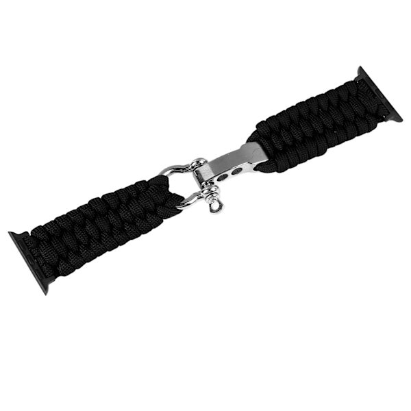 Flätat klockarmband Justerbart armband Tillbehör för IWatch 9 8 7 6 5 4 3 2 1 SE Svart