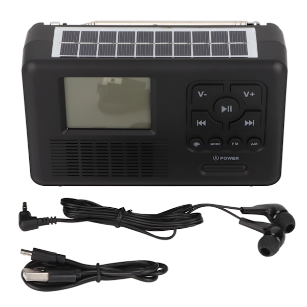 Kortvågsradio AM FM Dual Band Solcellsladdad Handvev Uppladdningsbar Bluetooth Nödbelysning Bärbar Mini Radio TRA550
