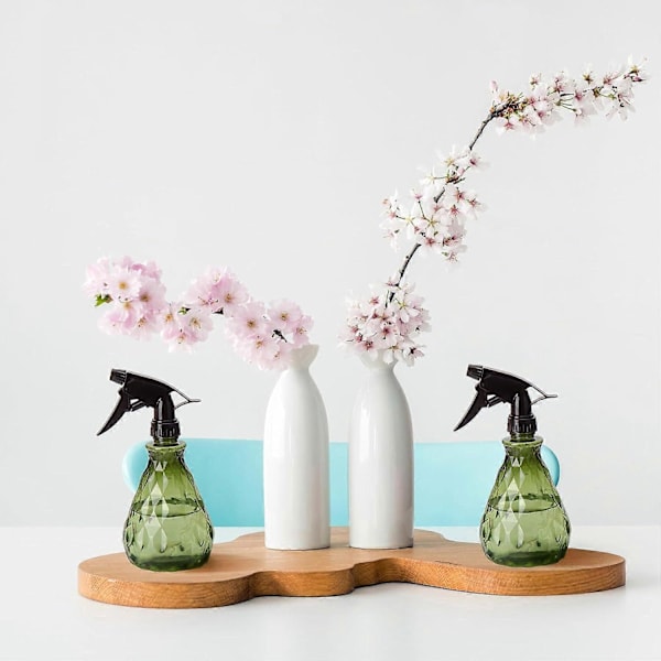 2 stk. Tomme Sprayflasker, 500 ml Vandsprayflasker med Justerbart Sprayhoved, Genopfyldelige Trigger Sprayflasker (Grøn)