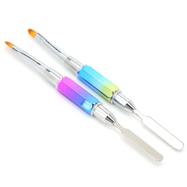 2 stk DualEnded UV Gel Brush Picker Rustfrit stål bærbare neglebørster Manicure Tool