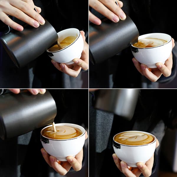 450 ml rustfri stål non-stick belægning kaffekande mælkeskummer latte kop krus (sort)
