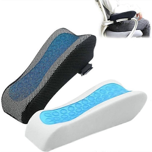 Blå 2 st Armstödsdynor för Kontors- och Gamingstol med Kylande Gel Memory Foam för Avlastning av Armbågar