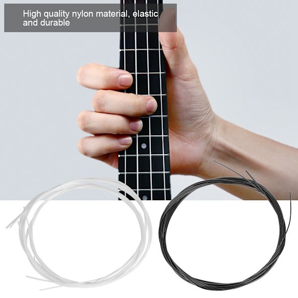 2 sæt 27 tommer hvide og sorte nylonstrenge erstatningsdel til Ukulele instrumenttilbehør