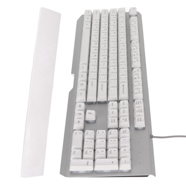 RGB kablet tastatur med håndleddsstøtte 104 taster klare tegn God motstandskraft Mekanisk tastatur for kontorspill Hvit