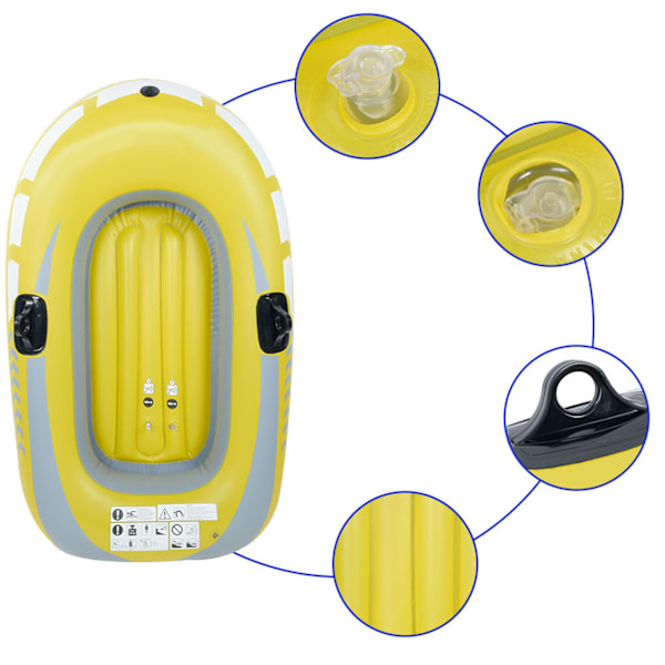 Gul PVC oppblåsbar enpersons roing luftbåt fiske drifting dykkeverktøy