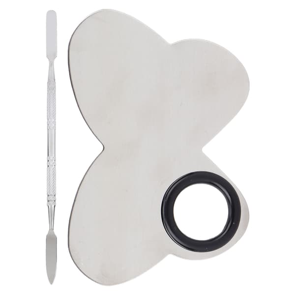 Makeup Mixing Palette Professionel Rustfrit Stål Kosmetisk Blandepalette med Spatel til Makeupartist