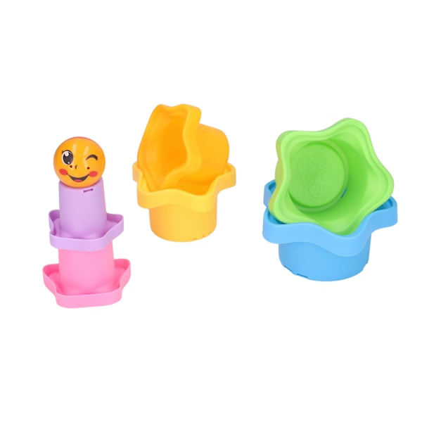 6 stk stablekopper med dreneringshulldesign DIY pedagogisk trygt form plastmaterial baby stableleker for alder over 6 måneder