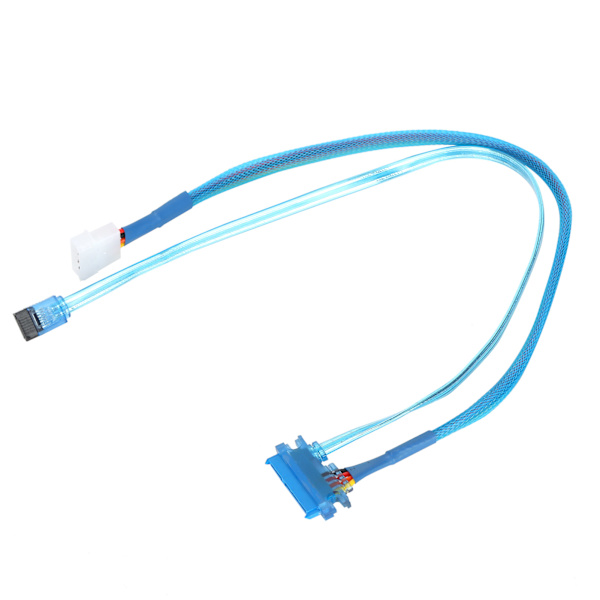 SATA3.0-kabel 7+15Pin 4Pin hane till hona hårddisk strömkabel för 2.5/3.5in HDD