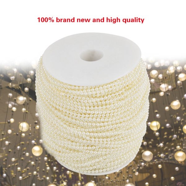 100 m/rulla jäljitelmä helmilankahelmet Garland String DIY hääkoristelu 2,5 mm (beige)