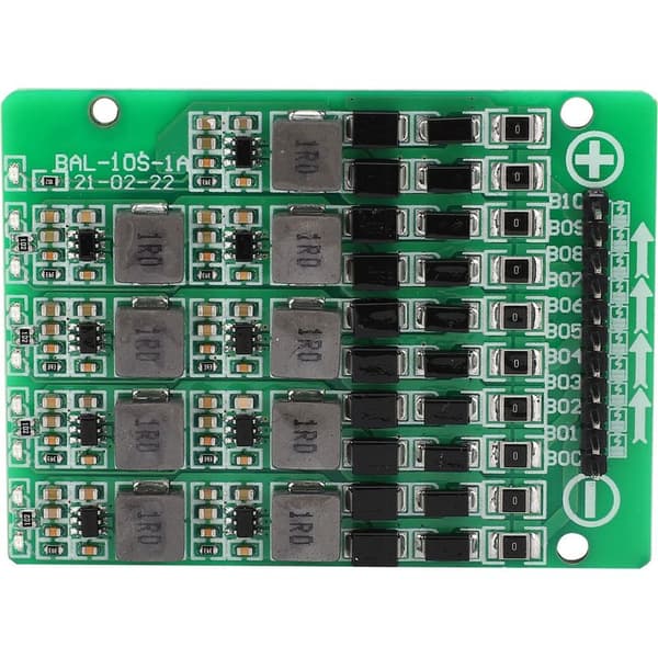 Aktiv balanseringskort för 10S LiFePO4-batterier - Universell modul med 2,54 mm stift
