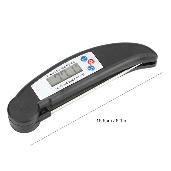 Sammenleggbart vanntett LCD digitalt BBQ grilltermometer kjøkken matlagingstermometer svart