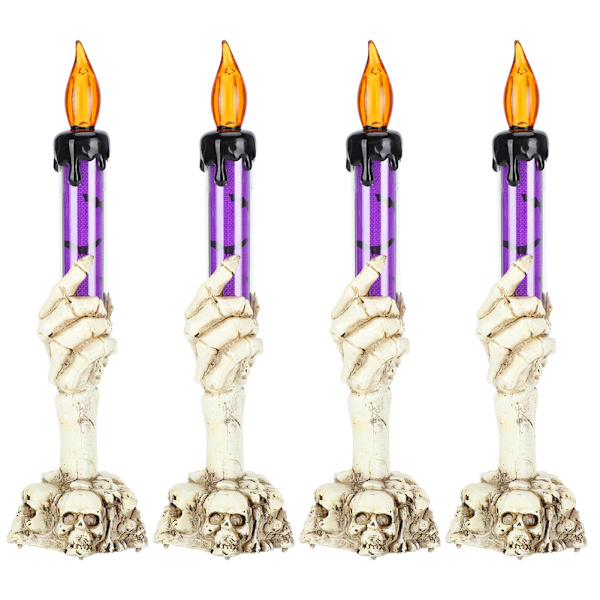 4 stk. Halloween lysestage stearinlys simuleret flamme ond hånd bar layout dekoration