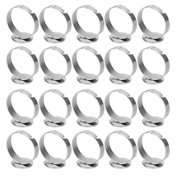20 stk. flad ringbase justerbar rustfrit stål semifærdige DIY smykketilbehør 12 mm