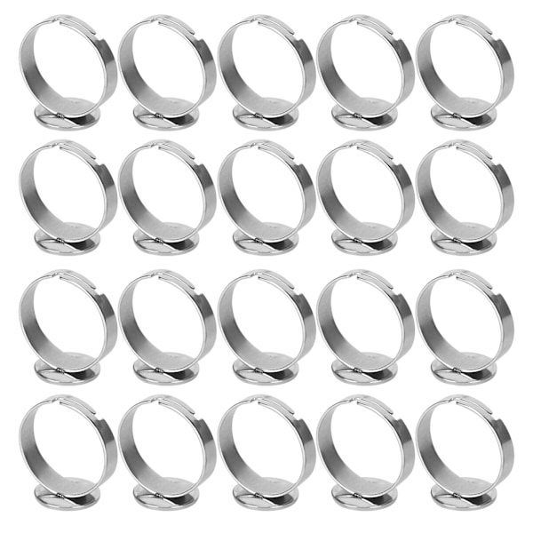 20 stk flate ringbaser justerbar rustfritt stål halvferdig DIY smykker tilbehør 12mm